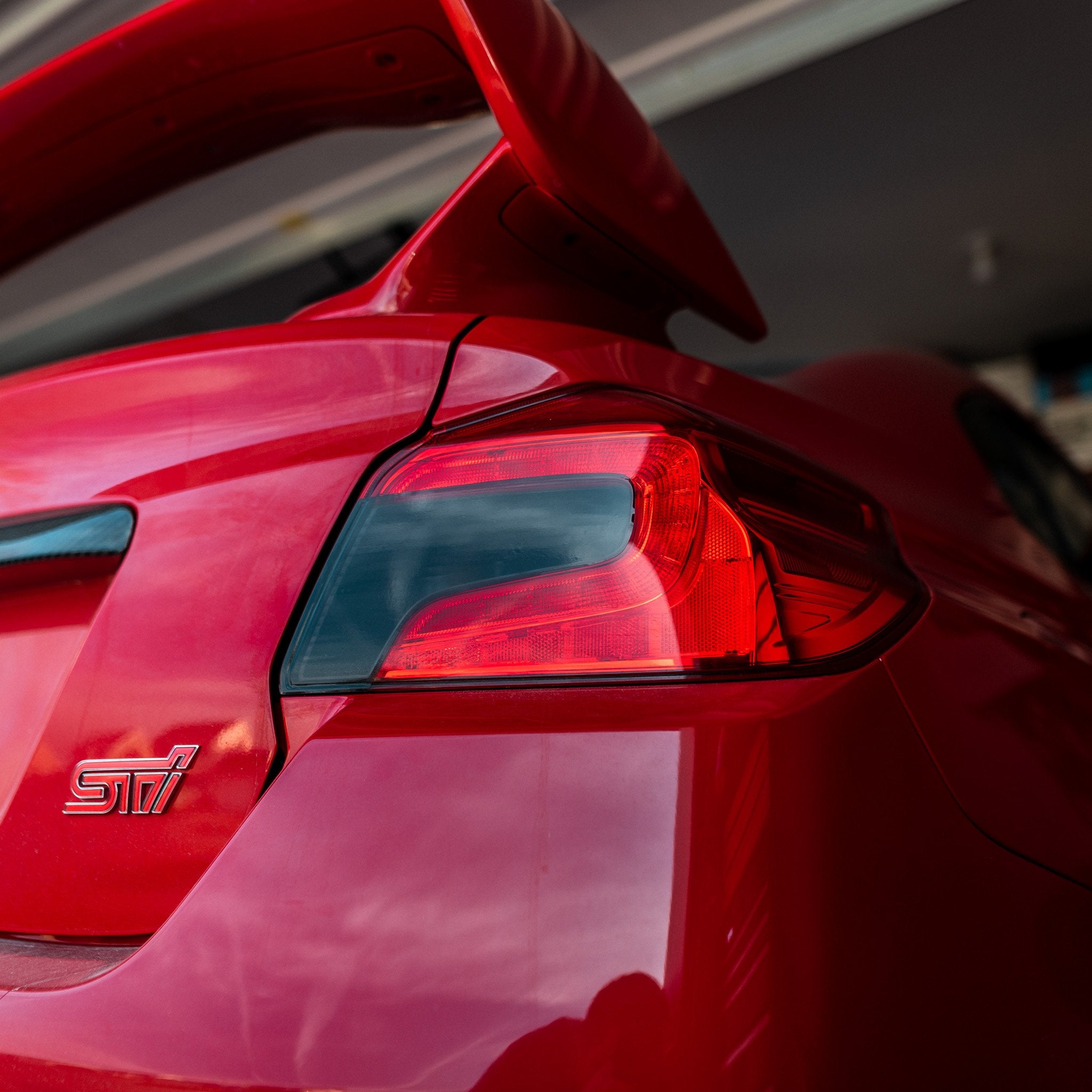 thumbnail image 2 of RawVinylWorks Red Tail Light Tint Overlay For 2015+ Subaru WRX / STI (Made In USA) 2 of 6