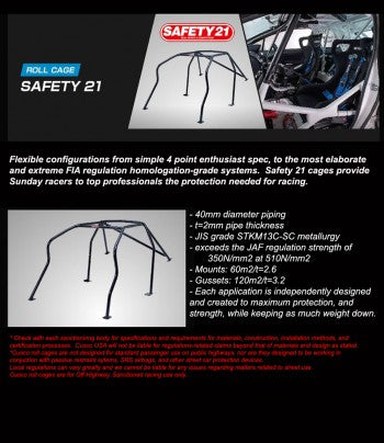 Cusco Safety21 Rollcage Kit Black Through-Dash - 2022+ Toyota GR86 / Subaru BRZ