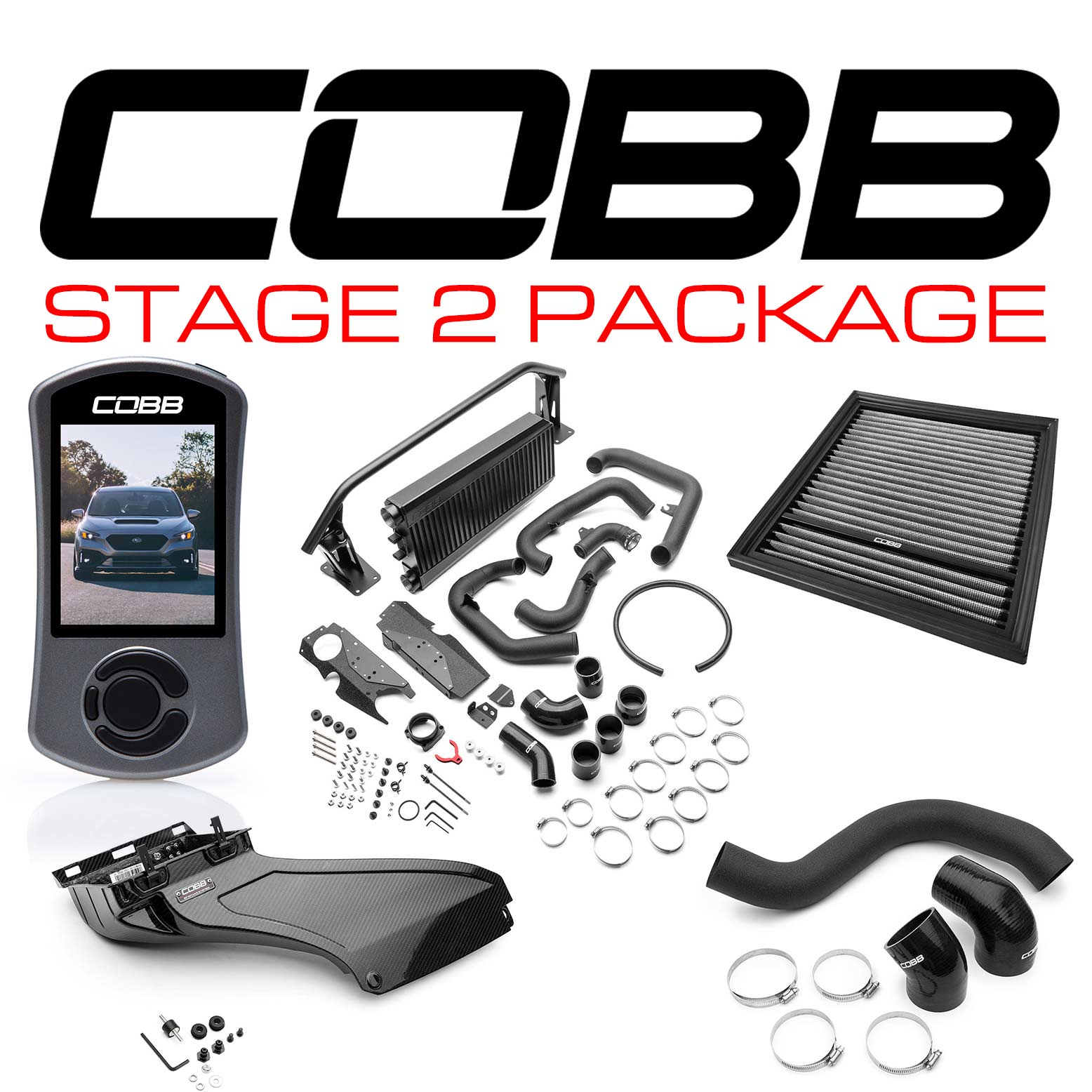 Cobb Stage 2 Power Package (FMIC) Carbon Fiber - 2022+ Subaru WRX