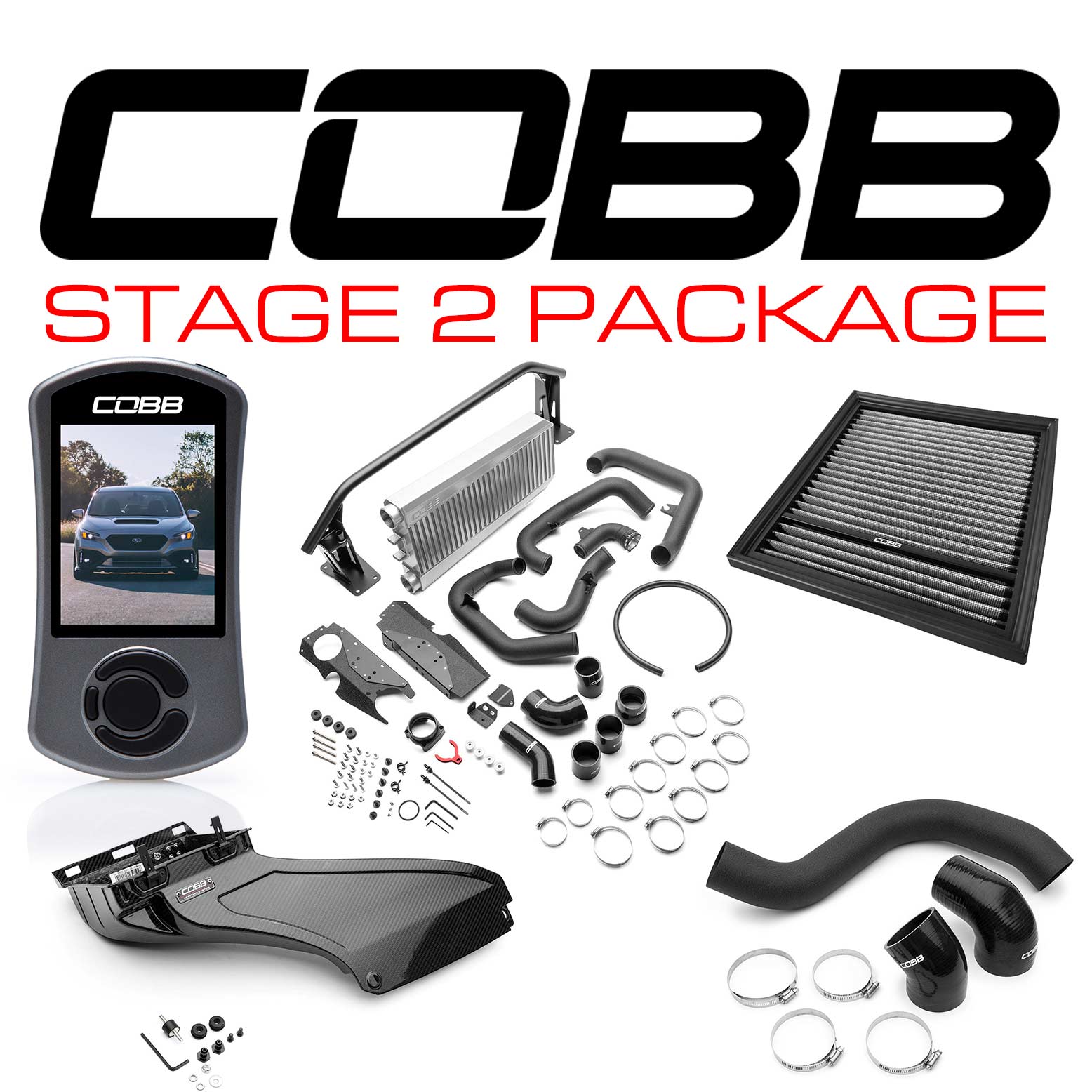 Cobb Stage 2 Power Package (FMIC) Carbon Fiber - 2022+ Subaru WRX