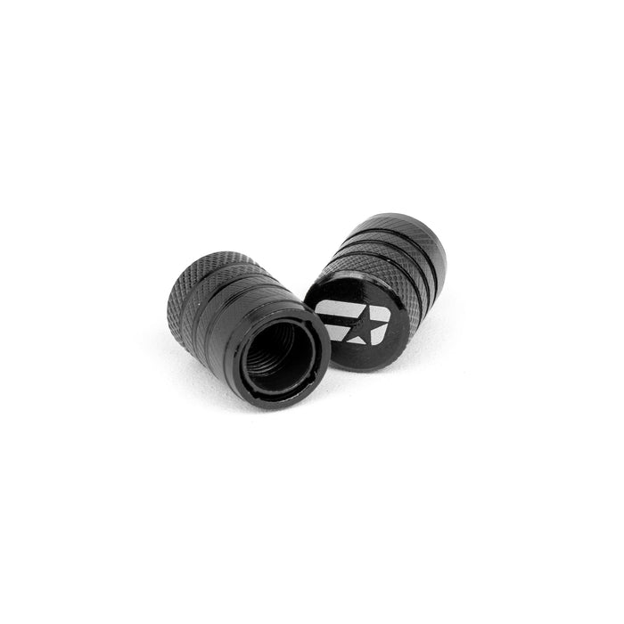 Overtake Aluminum Valve Black Stem Caps - Universal