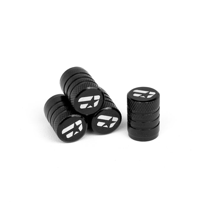 Overtake Aluminum Valve Black Stem Caps - Universal