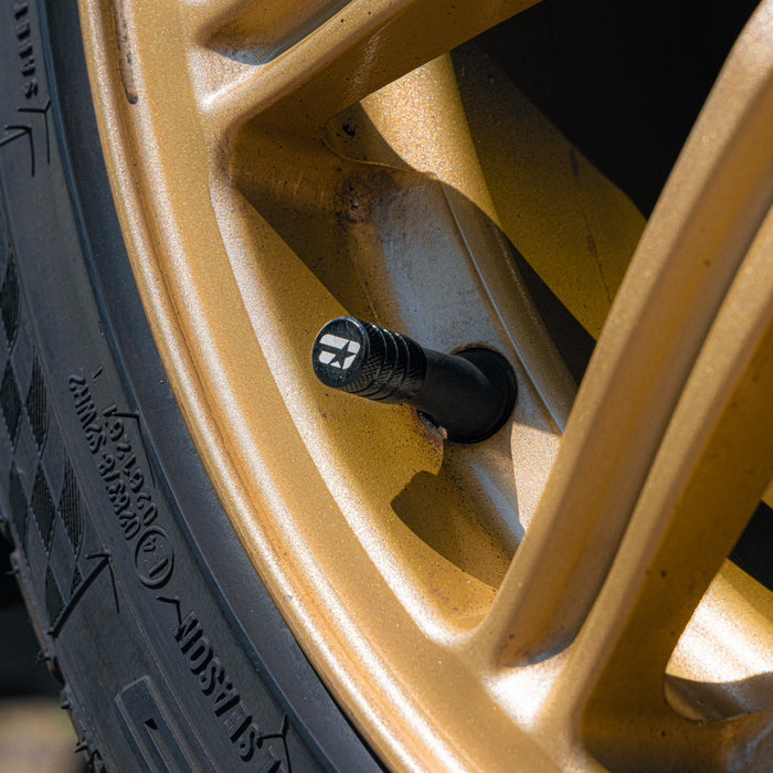 Overtake Aluminum Valve Black Stem Caps - Universal