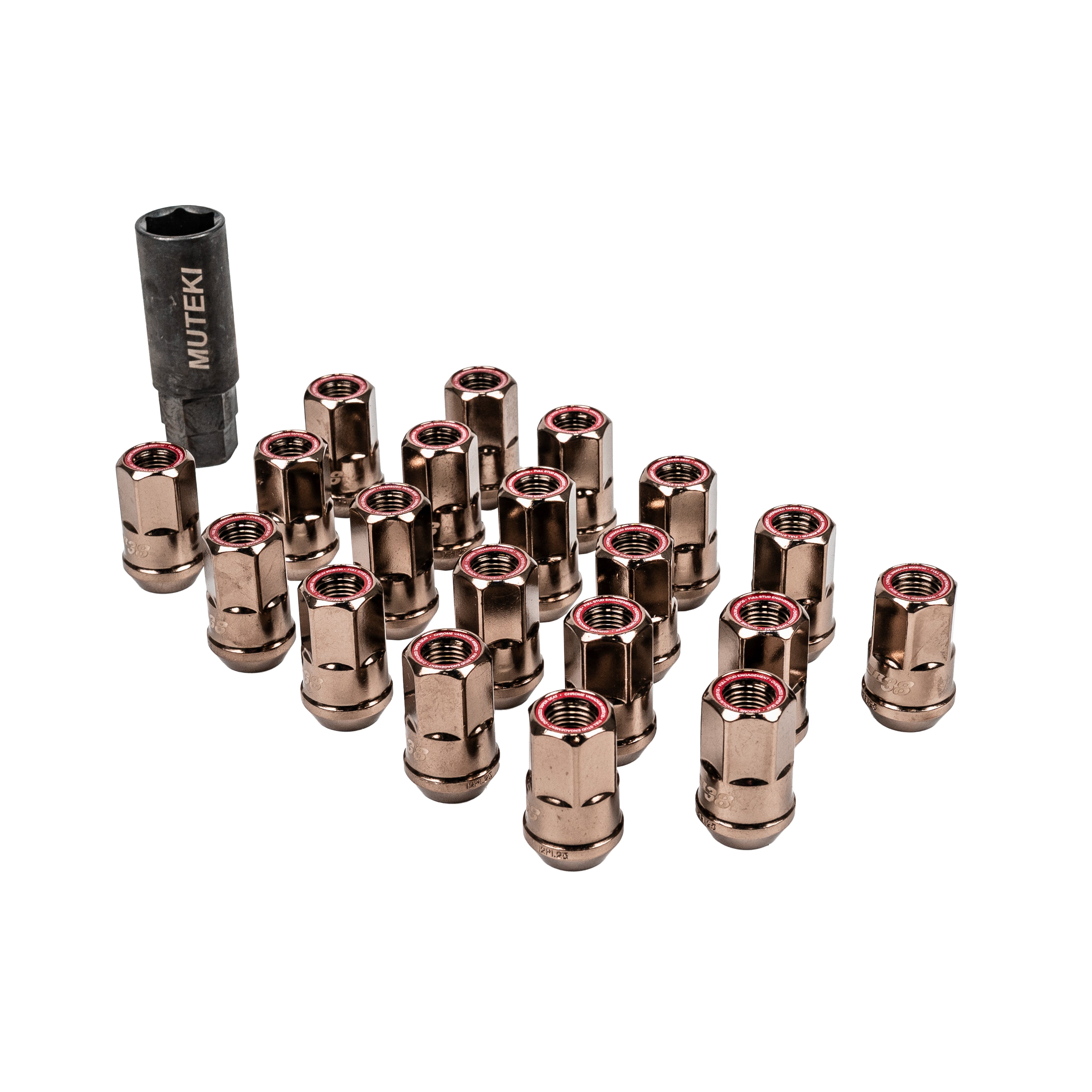 Wheel Mate Muteki Titanium Chrome HR38 Open End Lug Nuts 12x1.25 - Scion FR-S / Toyota 86 / GR86 / Subaru BRZ / WRX / STI