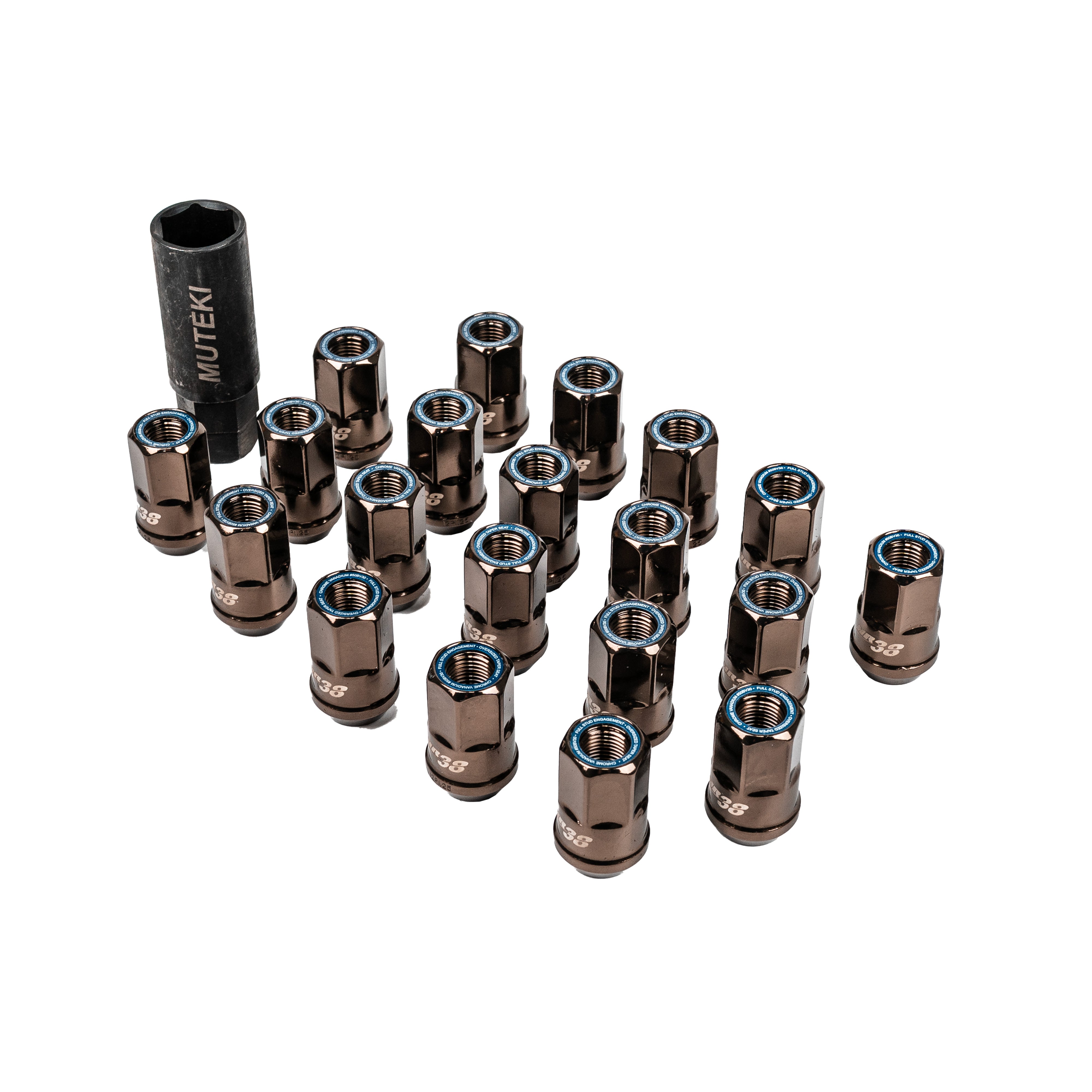 Wheel Mate Muteki Titanium Chrome HR38 Open End Lug Nuts 12x1.25 - Scion FR-S / Toyota 86 / GR86 / Subaru BRZ / WRX / STI