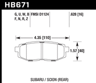 Hawk Performance HT-10 Rear Brake Pads - 2012-2022+ Toyota GR86 86 / Subaru BRZ / Scion FR-S