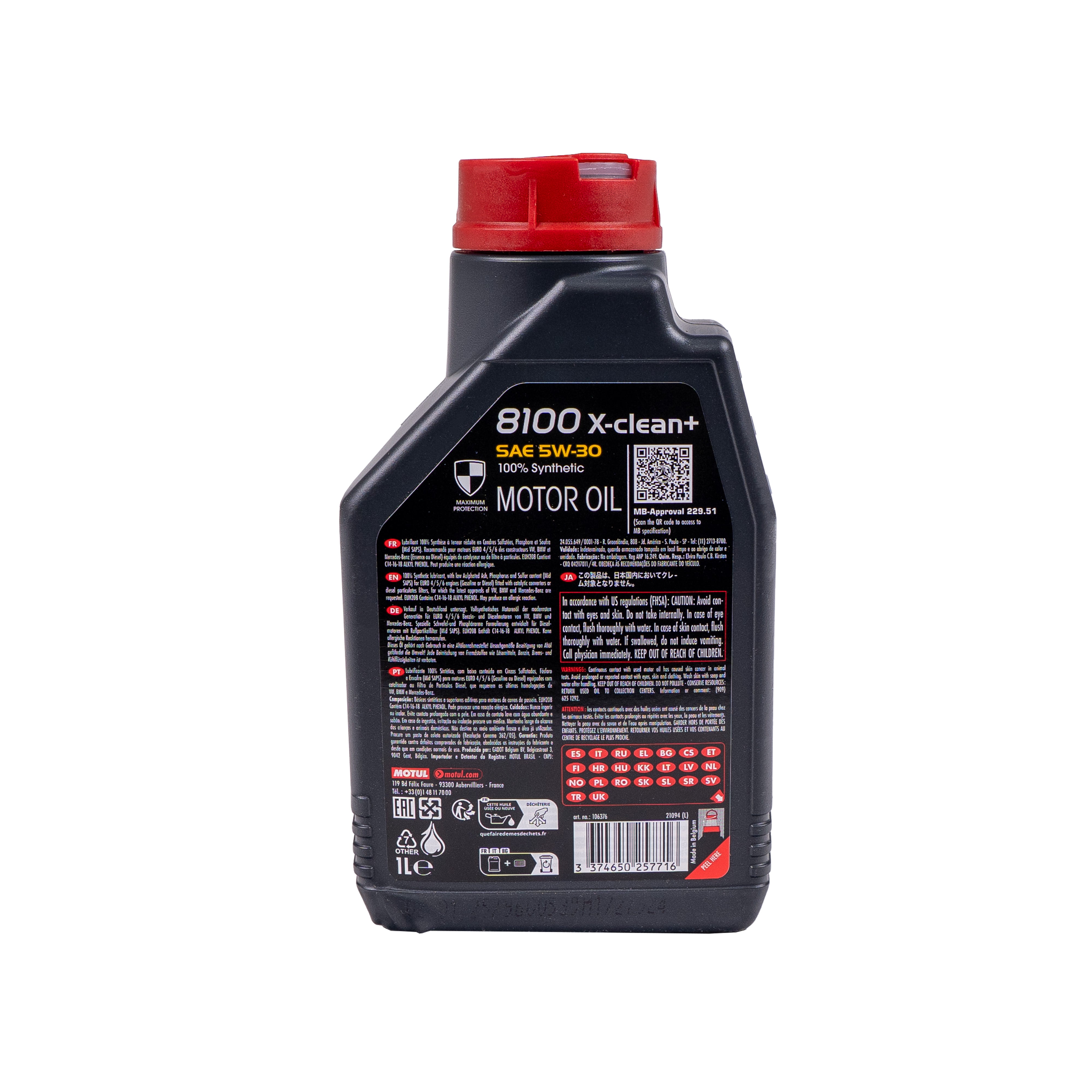 Motul 8100 XClean + synthetic 5W-30 1L motor oil