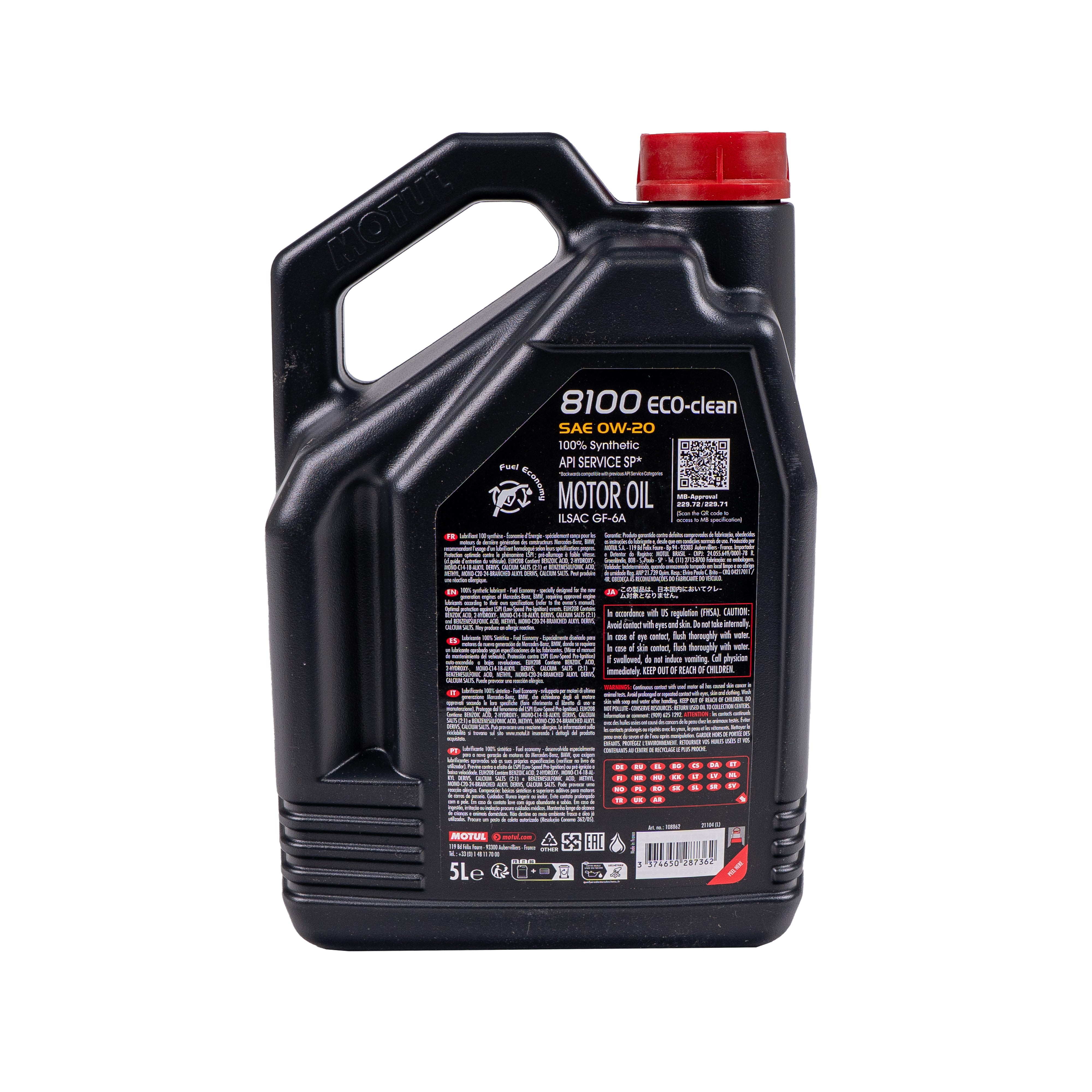 Motul 8100 Eco-Clean 0w20 synthetic motor oil 5L