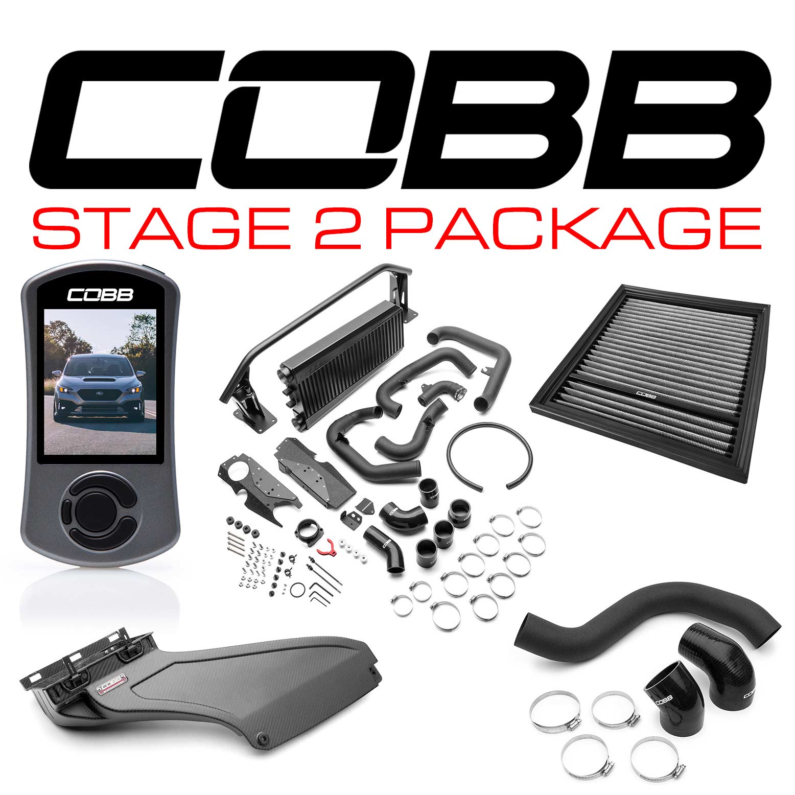 Cobb Stage 2 Power Package (FMIC) Carbon Fiber - 2022+ Subaru WRX