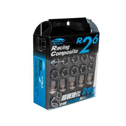 Project Kics R26 Premium 12x1.25 Black Lug Nuts (16+4 Locks) - Scion FR-S / Toyota 86 / GR86 / Subaru BRZ / WRX / STI