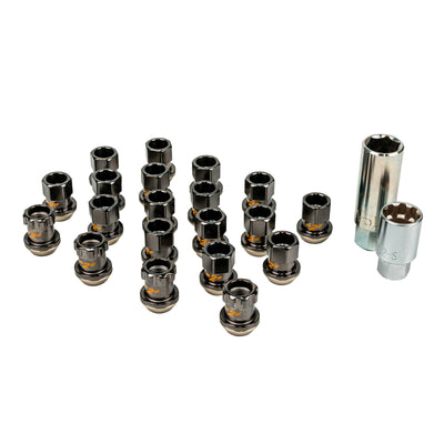 Project Kics R26 Premium 12x1.25 Black Lug Nuts (16+4 Locks) - Scion FR-S / Toyota 86 / GR86 / Subaru BRZ / WRX / STI