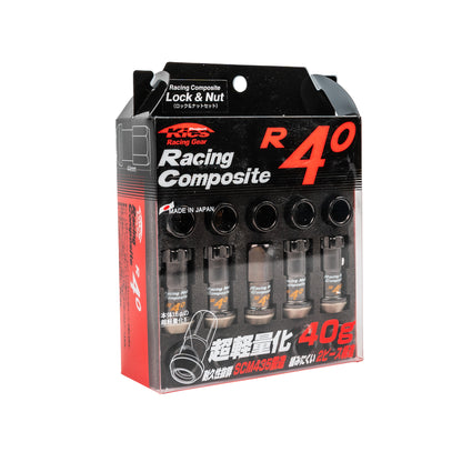 Project Kics R40 Premium 12x1.25 Black Lug Nuts (16+4 Locks) - Scion FR-S / Toyota 86 / GR86 / Subaru BRZ / WRX / STI