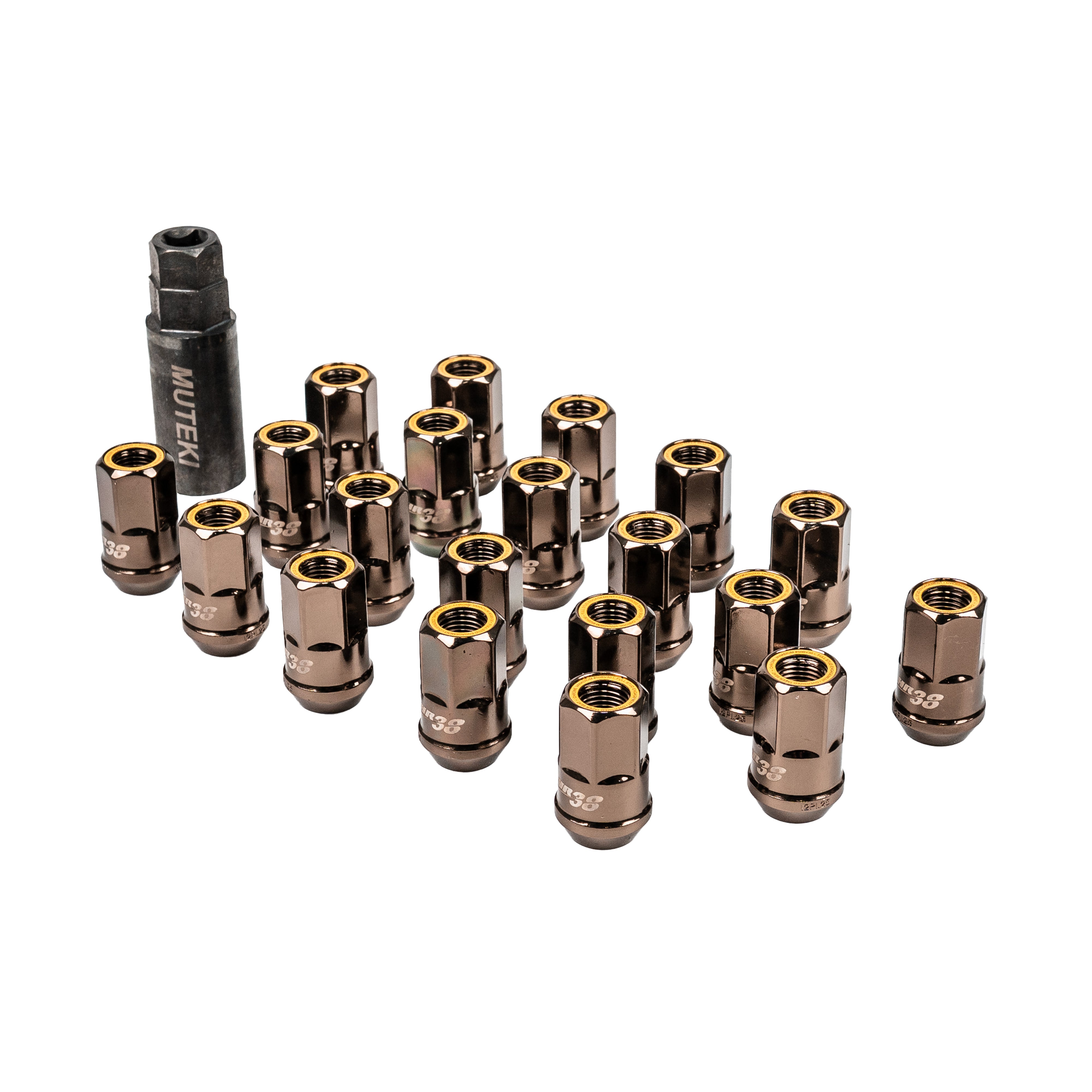 Wheel Mate Muteki Titanium Chrome HR38 Open End Lug Nuts 12x1.25 - Scion FR-S / Toyota 86 / GR86 / Subaru BRZ / WRX / STI